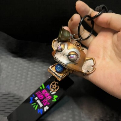 Handmade Arcane Jinx Monkey Keychain - LOL Collectible Gift, Unique Bell Charm-