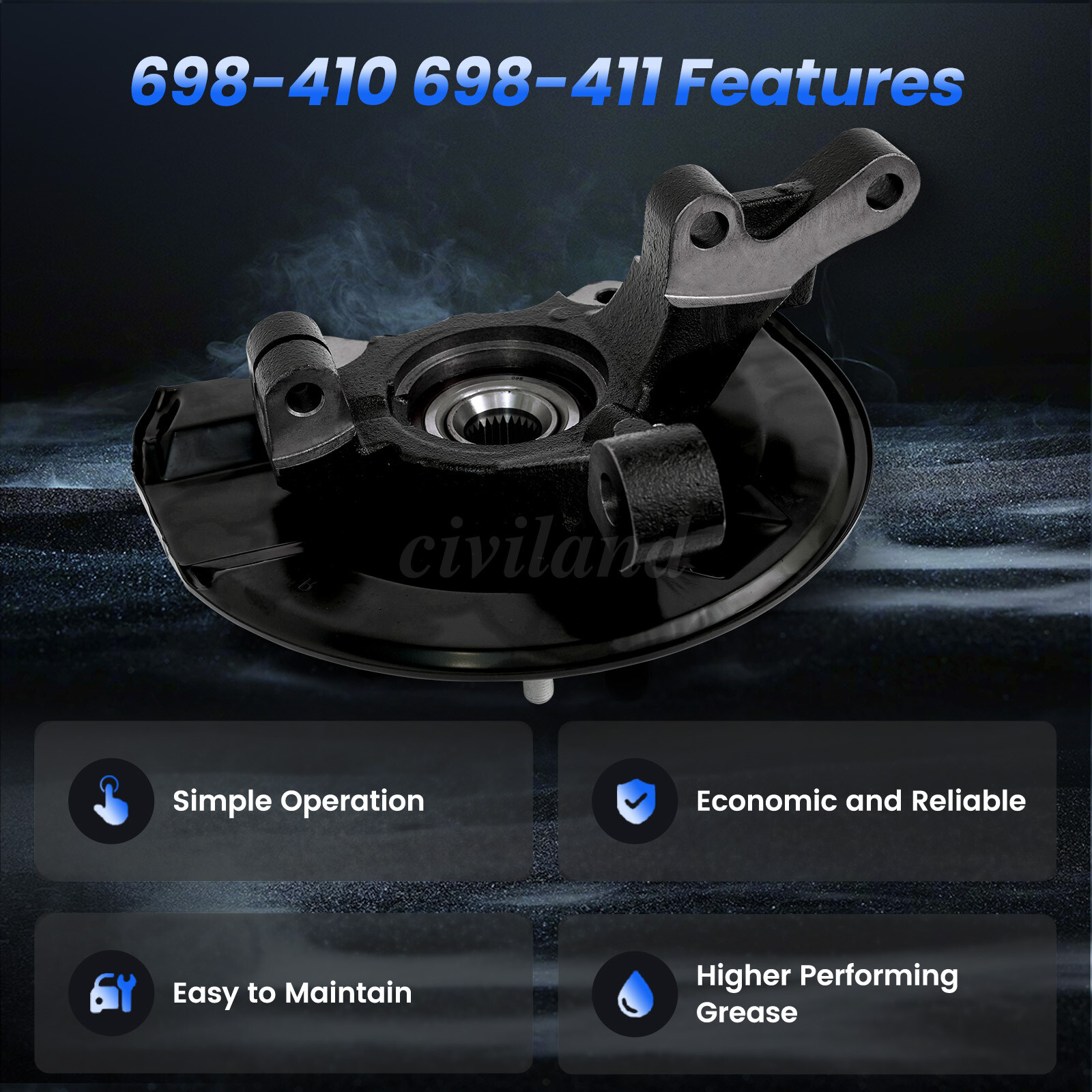 Front Pair Steering Knuckle+Wheel Hub Bearing for 2007-2017 Jeep Patriot Compass