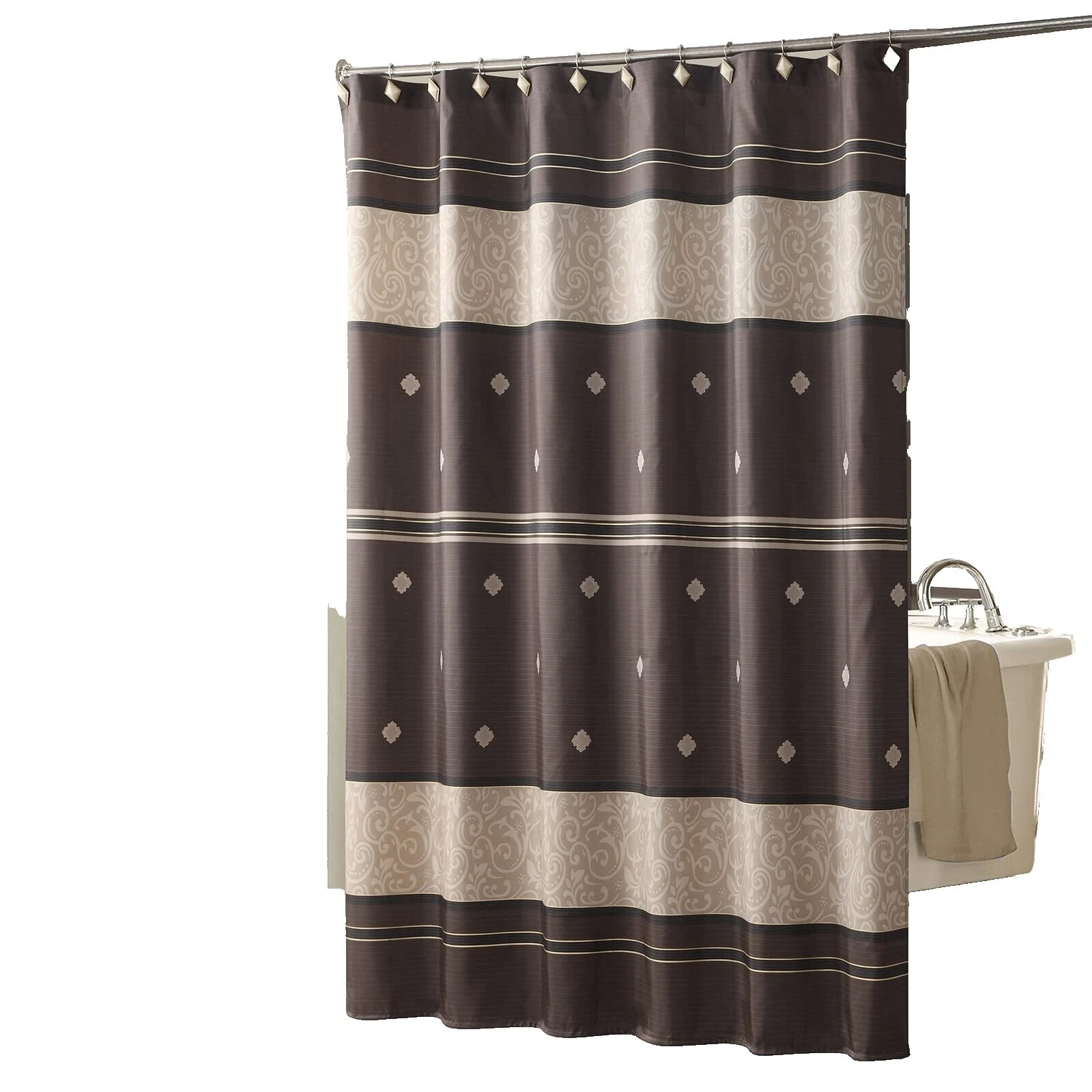 Cortinas de Ducha Marrón a Rayas