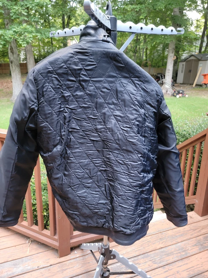 Rare New Mens Vulcan Full Black Motorcycle Black Stitching Leather Jacket Mens S - Image 4 of 4