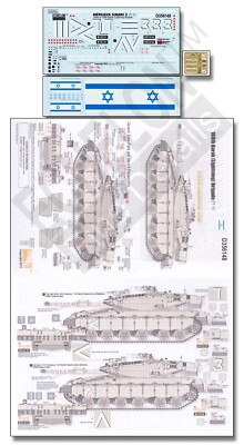 Echelon 1/35 Merkava Siman 3 #4 Israeli IDF Tank Decals w Flags Data Plates etc