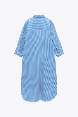 Zara Striped Shirt Dress Size S Blue Collared A Line fashion | eBay