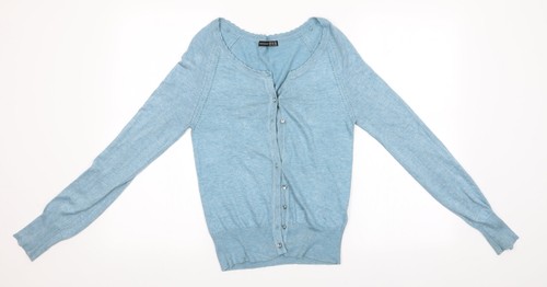 Atmo Damen-Cardigan blau Rundhals Viskose Pullover Größe 10