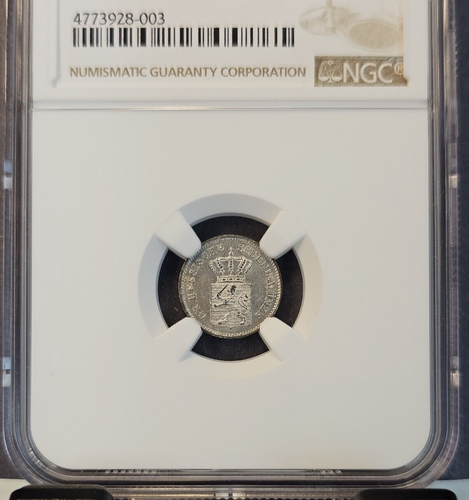 1866 GERMANY SILVER KREUZER 1K HESSE DARMSTADT NGC MS 62 BRIGHT LUSTER SCARCE - Picture 3 of 3