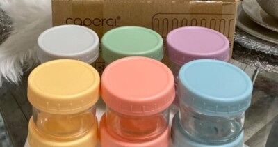 6-Pack Glass Baby Food Storage Containers - 4 oz 9.6''L x 7.4''W x 2.7''H