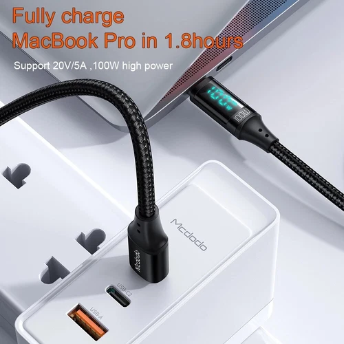 USB C to USB C Cable 100W PD Fast Charging Cord Type-C Charger with LED Display - Picture 4 of 14