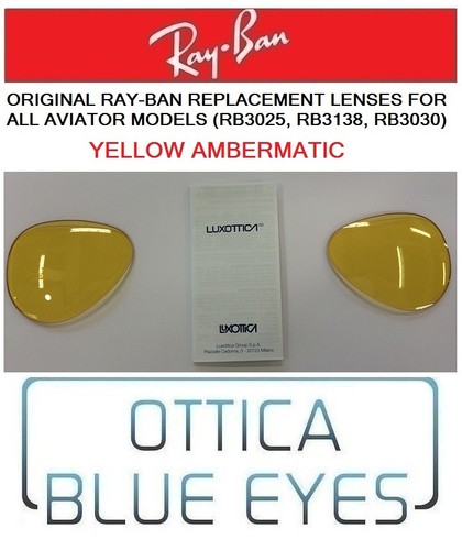 LENTI di Ricambio RAYBAN AVIATOR 3025 Ray Ban Replacement Lens YELLOW  AMBERMATIC | eBay