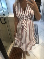 New Draper James Preppy Midi Maxi Tea Wrap Dress S 6