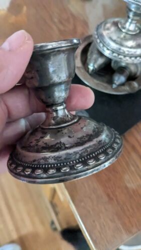 Sterling Silber 1167g La Pierre Kerzenständer, Aschenbecher, Salz-/Pfefferstreuer - Bild 2 von 5