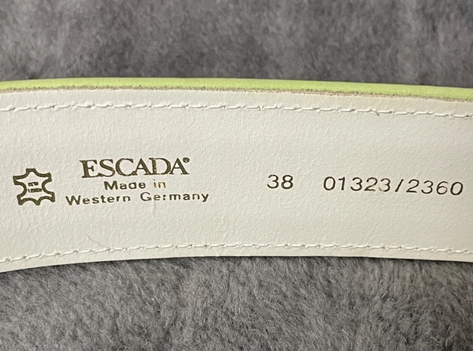 Escada Belt Leather Womens 38 Pale Blue Suede Green Leather Trim Hook Latch - Image 4 of 4