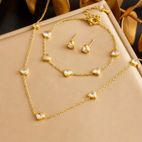Schmuckset Gold Mit Herz Zirkonia – Halskette, Armband & Ohrringe – Elegant