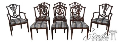 L72768: Set of 8 HENREDON Mahogany Shield Back Dining Chairs