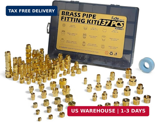 137PCS Brass Pipe Fittings Assortment Kit NPT Extension Adapter,Reducer Bushing,