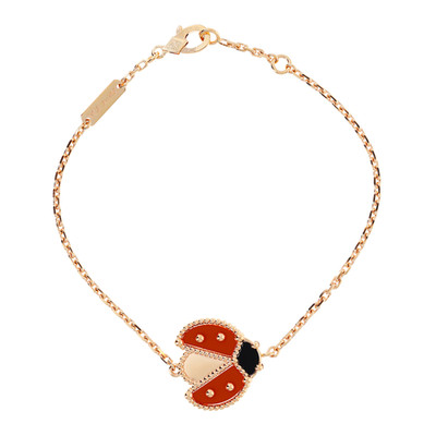 Van Cleef & Arpels Lucky Spring 18k Rose Gold Onyx Carnelian Lady Bug Bracelet