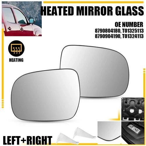 Heated Exterior Mirror Glass Pair for 2005-2011 Toyota Tacoma Left Right Side