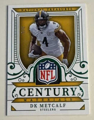 DK Metcalf ‘25 Panini Nat’l Treasures Gold Century Materials Landry Tag Shield/5