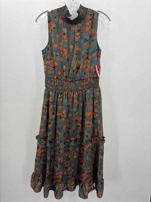 Pre-Owned THML Green Size Medium Floral Maxi Sleeveless Dress