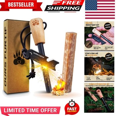 Fire Starter Survival Tool - 3/8'' Thick Flint and Steel Ferro Rod - Survival ...