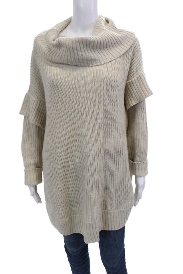 RD стиль женщин пуловер водолазка свитер бежевый богемный длинным рукавом размер XL - Изображение 2 из 4