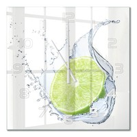 Moderne Wanduhr Aus Glas Mit Leisem Uhrwerk Limette WeißE Zeiger 60X60 Cm