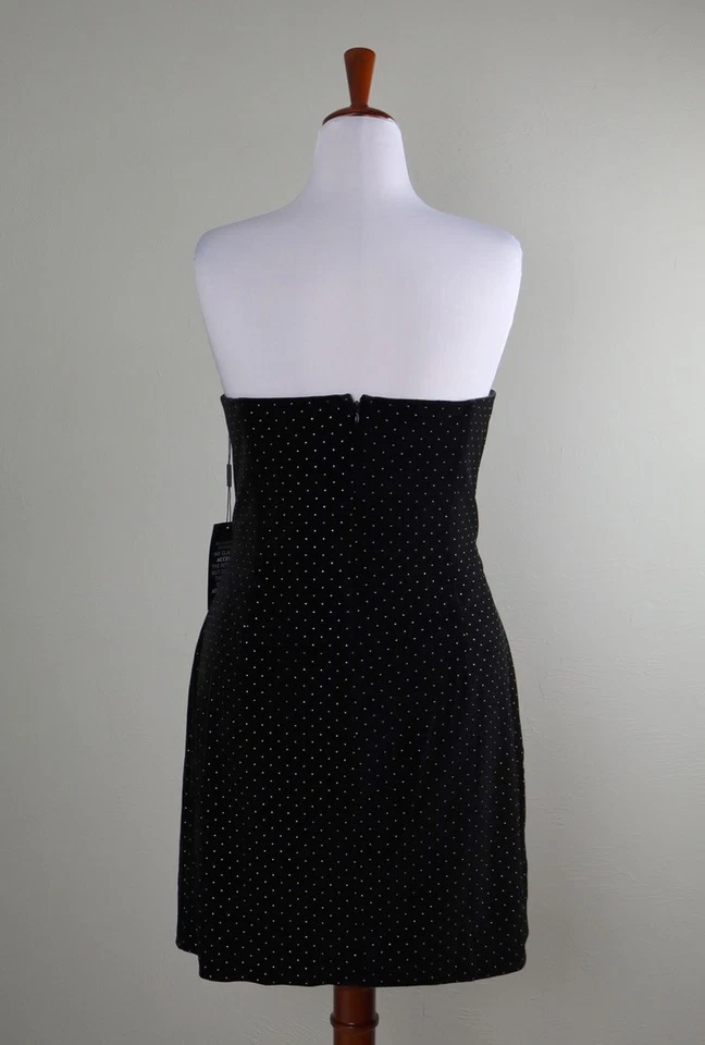 Mini Vestido WHITE HOUSE BLACK MARKET NUEVO CON ETIQUETAS $180 Terciopelo Sin Tirantes Tachonado Talla 18 Foto 4 de 4