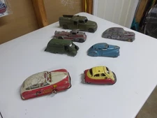 Vintage Hubley Others Cast Iron  Wind up Cars Trucks  LOT OF 7