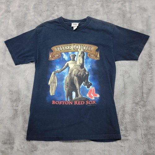 Vintage Boston Red Sox Shirt Mens Medium Blue MLB Baseball Yankee Lee Sport 2004