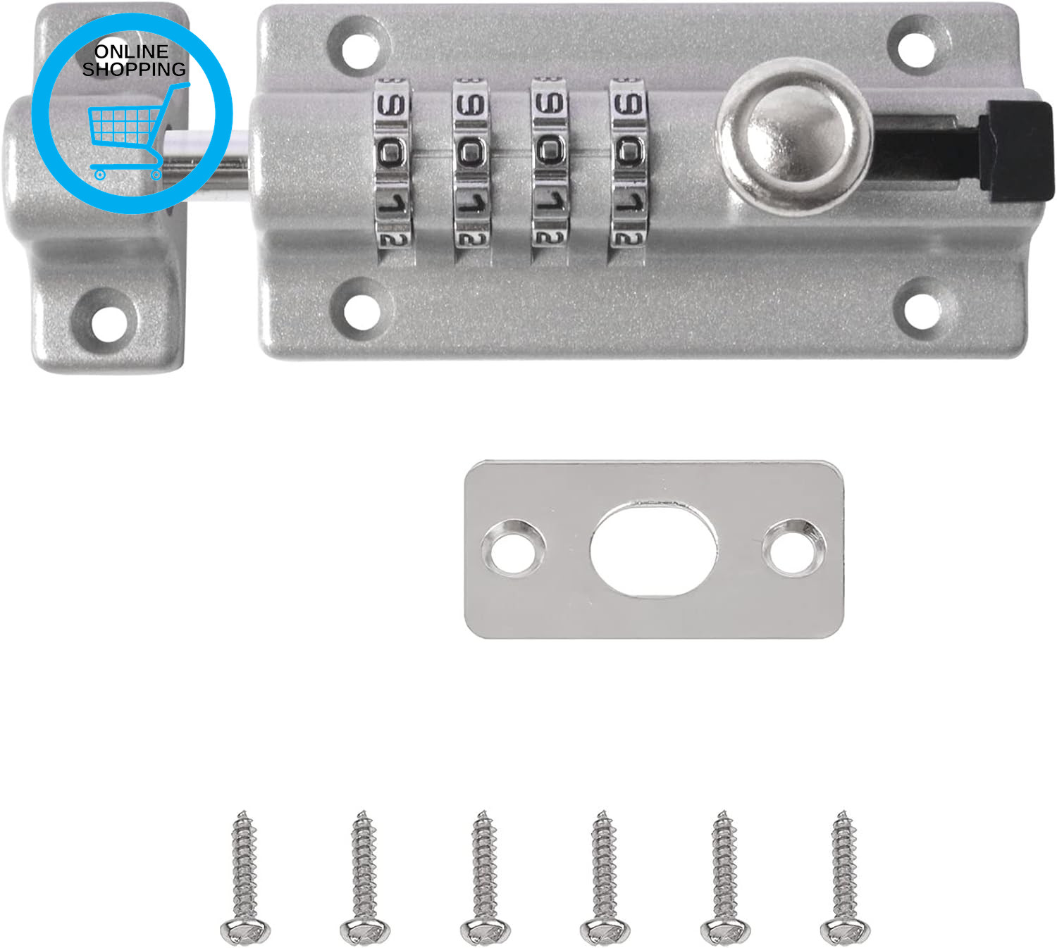 Combination Locking Bolt,  4 Digit Sliding Lockable Padbolt Heavy Duty Sliding L