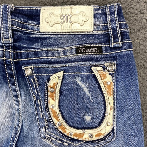 Miss Me Jeans Womens Size 26 Chloe Boot Cut Embellished Dark Wash Denim - Picture 15 of 16