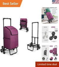 2 in 1 Stair Climbing Cart, 60L/300LBS Grocery Cart on Wheels for Stairs, Sho...