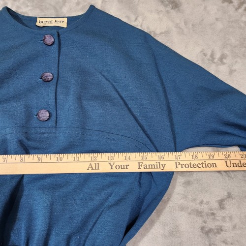 Vtg Butte Knit Wool Dress Womens Retro Chic Twee Belted Blue Career Work Office - Picture 7 of 9