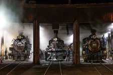 STEAM LOCOMOTIVES IN DURANGO & SILVERTON ROUNDHOUSE PHOTOGRAPH PHOTO PRINT