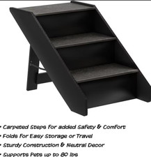 Pet Adobe Carpeted Folding Dog  Cat Steps, Dark Gray, 4 Step, Open Box