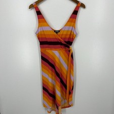 Express Mini Dress Women's Size S Orange Striped Sleeveless Colorful