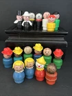 Vtg Lot Of 17 Wooden Plastic Fisher Price Little People Farmer Clown Adults