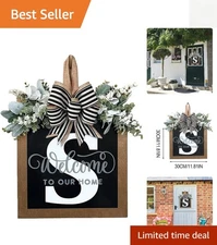 Personalized Eucalyptus Wreath - -Round Front Door Decor with Monogram