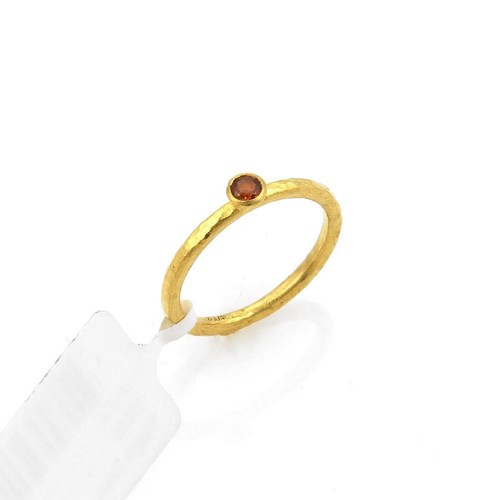 Gurhan Skittle 24k Gold & Spessartite Hammered Ring - Size 5