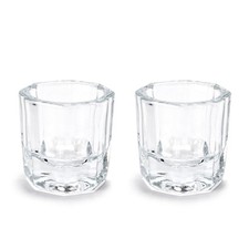 2Pcs Clear Glass Dappen Dish for Acrylic Nails Liquid and Powder Holder Cup