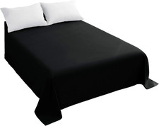 Full Flat Sheet Black Top Sheet, Premium Hotel 1-Piece, Luxury and Soft 1500 Thr