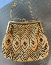 Vintage Walborg Gold Beaded Evening Bag W Chain 6x6
