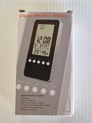 Digital Portable Weather Station Temp & Humidity, Clock Alarm Calendar Forecast