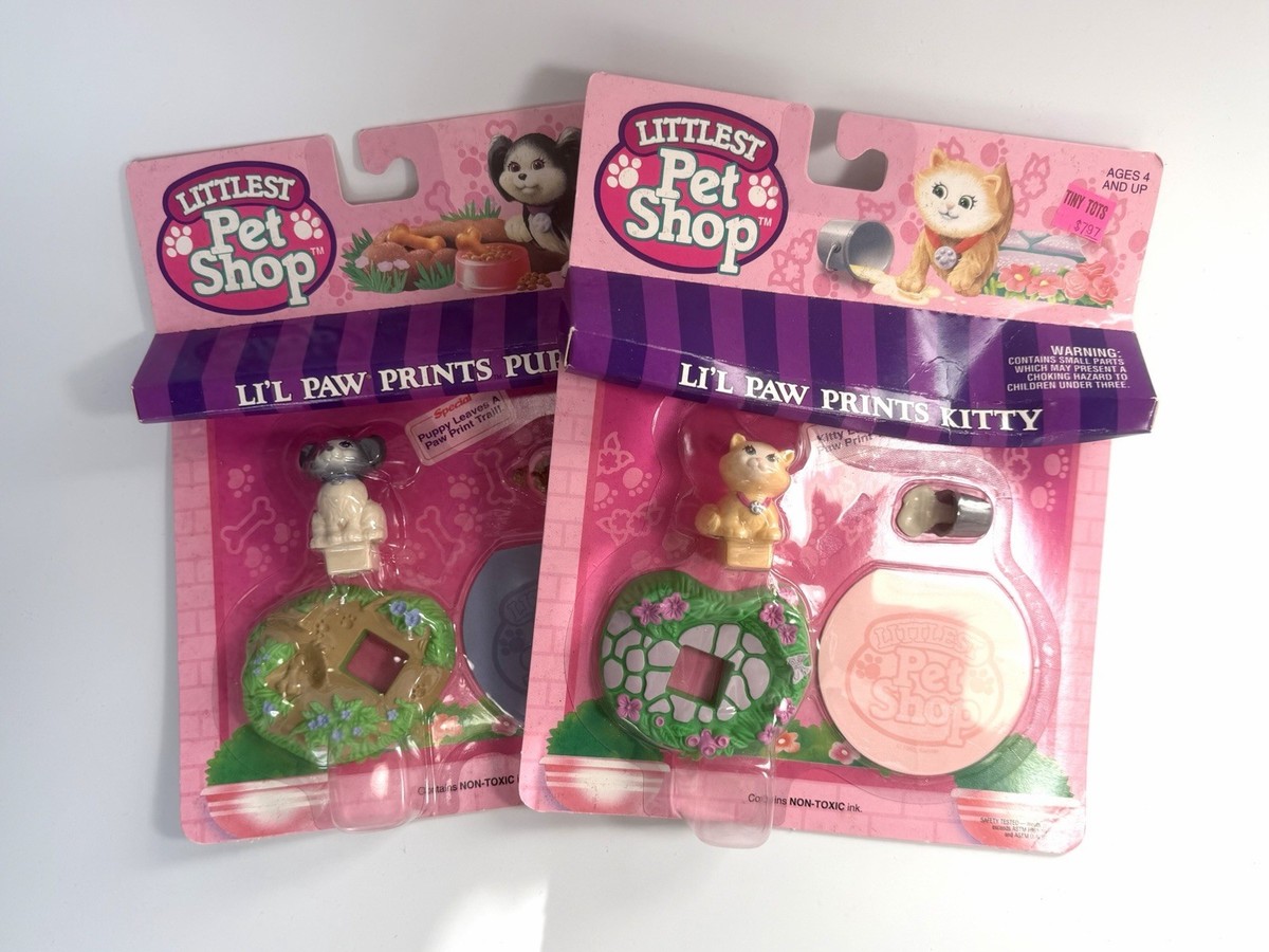 Vintage Littlest Pet Shop LPS 1992 Lil Paw Prints Puppy & Kitty
