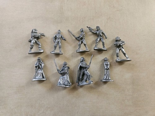 Lot 9 Vtg 1997 1998 Monopoly Game playing pieces STAR WARS Mini Figures PEWTER