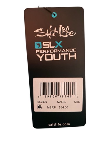 Salt Life Boy's Youth M Shirt SLX Performance Uvapor Long Sleeve Graphic Blue - Picture 5 of 5