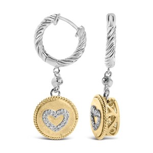 Authentic 18K Yellow Gold Plated .925 Sterling Silver 1/8 Cttw Diamond Heart