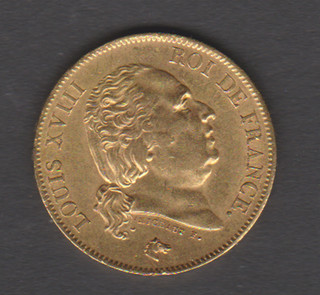 40 FRANCS OR LOUIS XVIII 1818 W VOIRR SCAN