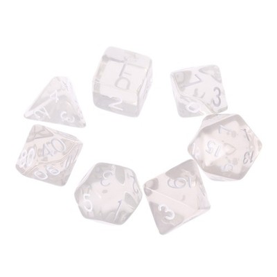 Set Of 7 Sided Polyhedral For RPG DND D&D D4-D20 Clear