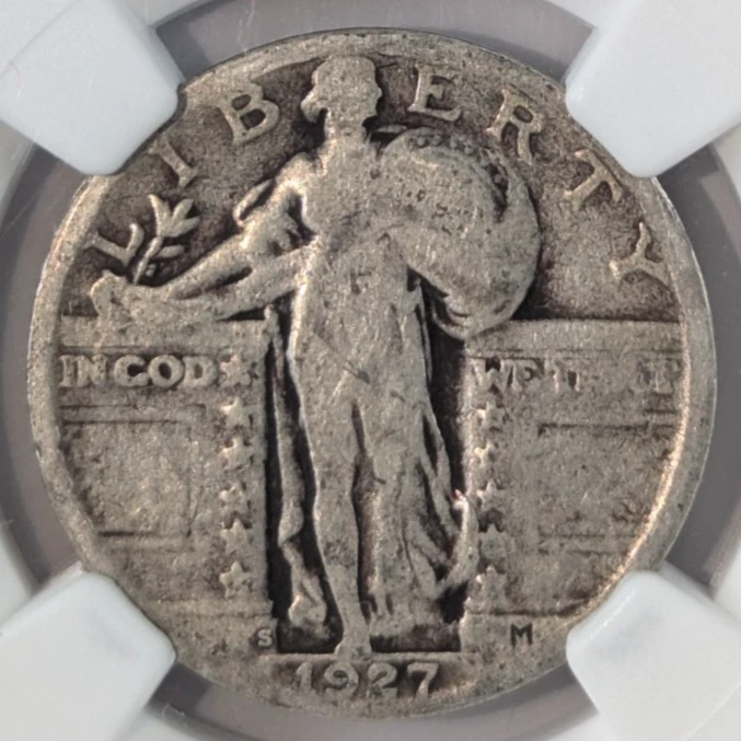 1927-S Standing Liberty Silver Quarter 25c NGC G4 2158983-023 Rare Date! - Image 3 of 4