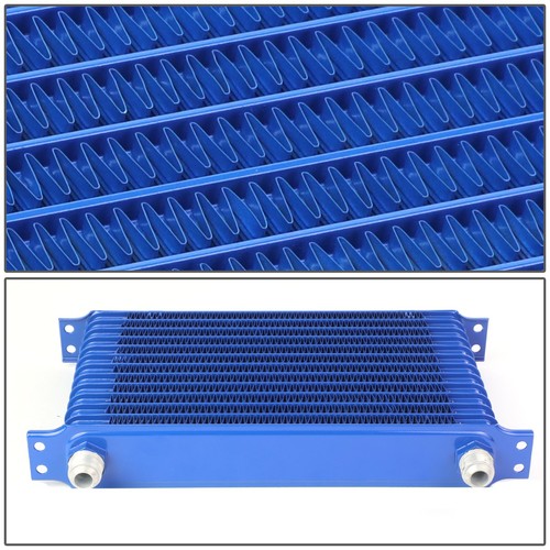 Universal 13 Row AN10 Engine Transmission Oil Cooler+ Filter Relocation Kit Blue - Picture 4 of 6