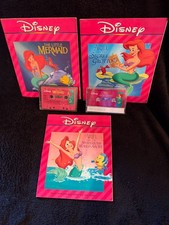 Vintage 1988 Disney Ariel Lot of 3 Read Along Book With Tape Little Mermaid